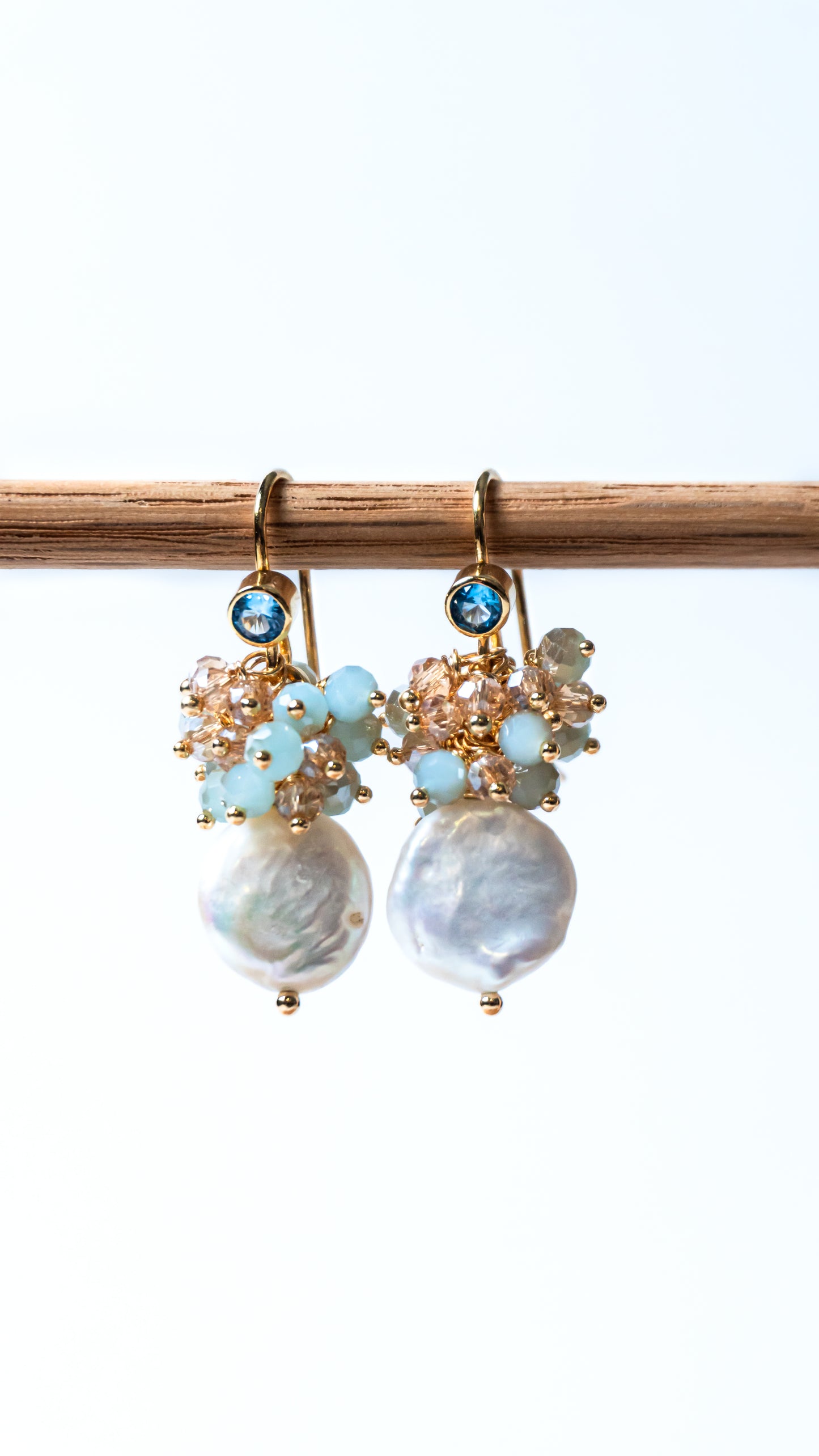 Gold Baroque Pearl Cluster Earrings