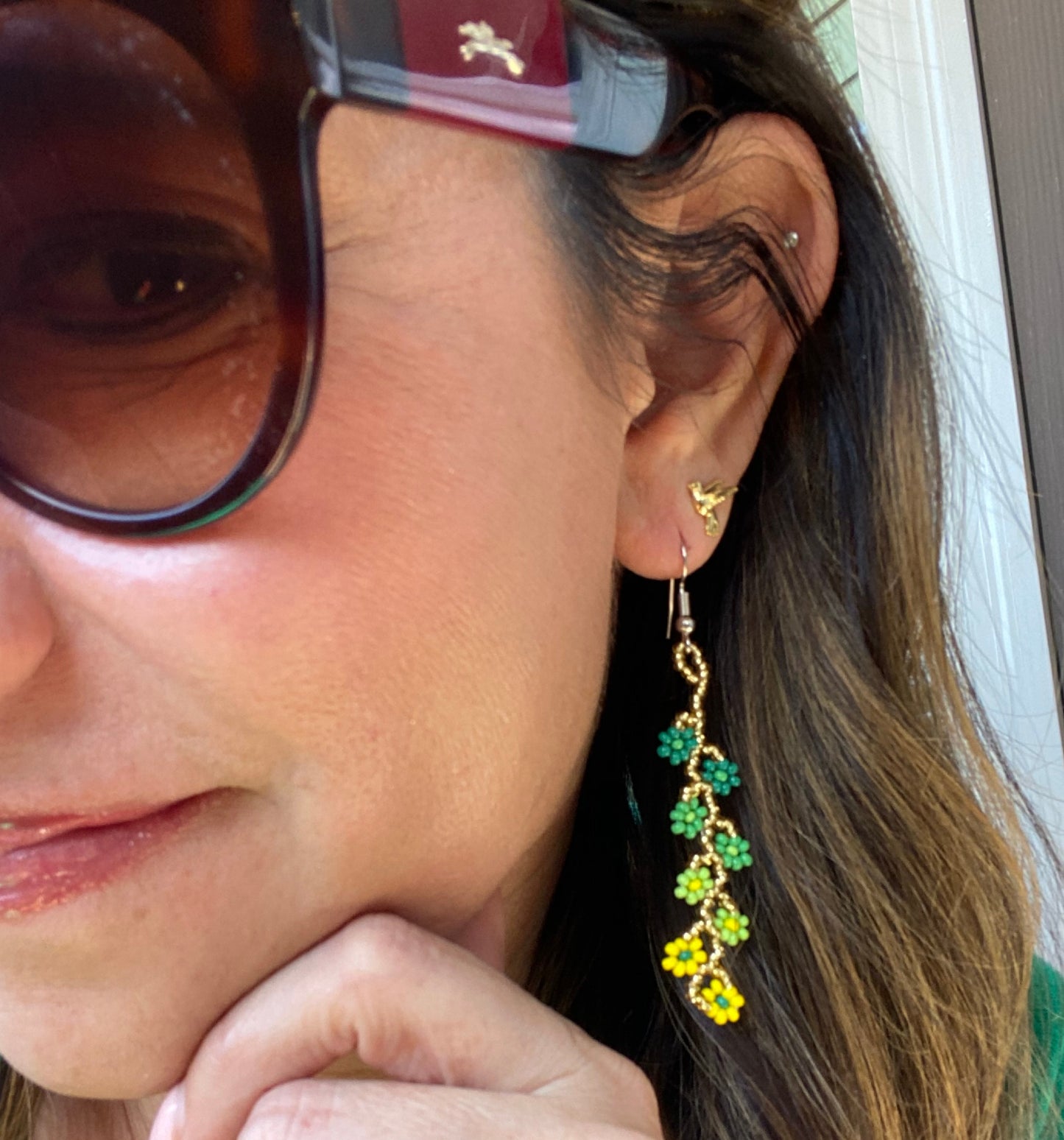 Spring beaded earrings and headband set