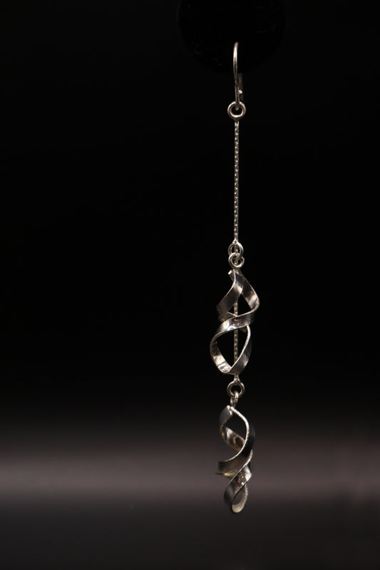Silver long dangle earrings
