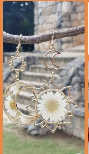 Daisy Sun & Moon Earrings